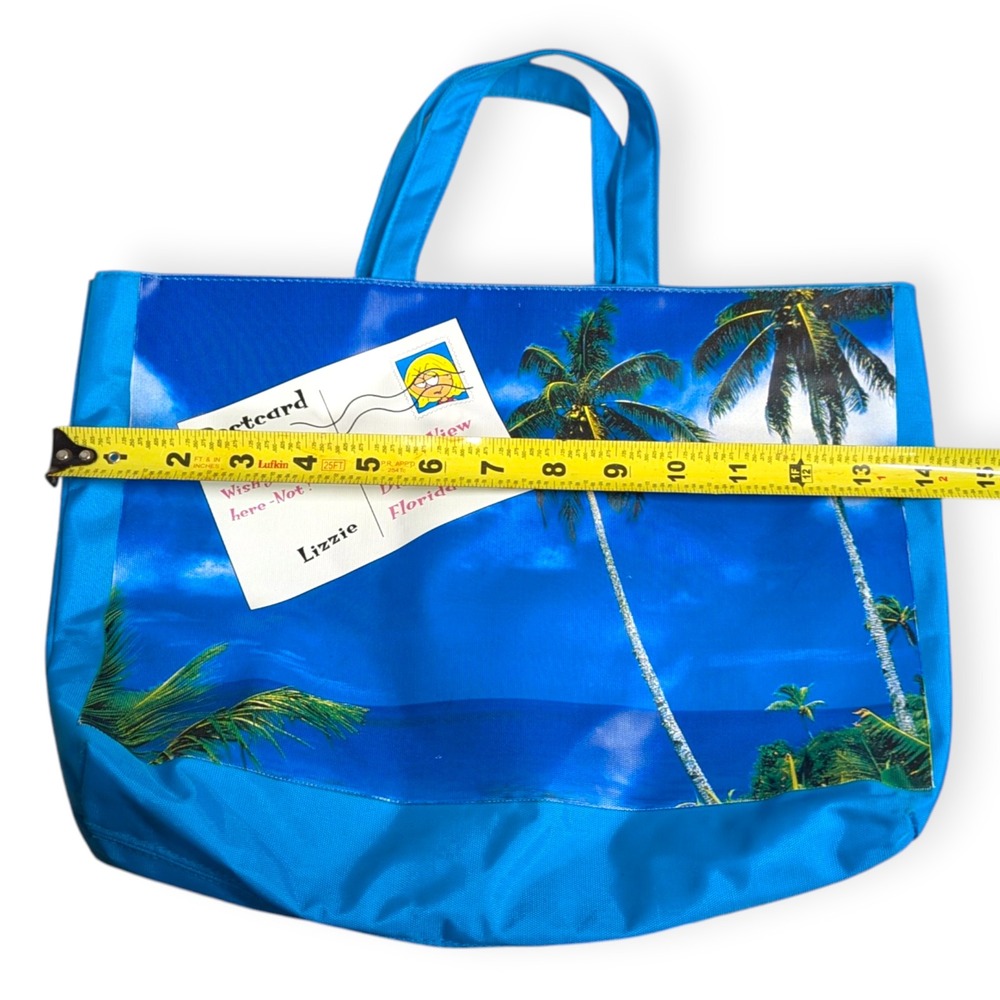 Lizzie McGuire Disney Y2K Postcard Beach Tote Bag Blue Tropical Palm Trees 15in - Picture 7 of 7